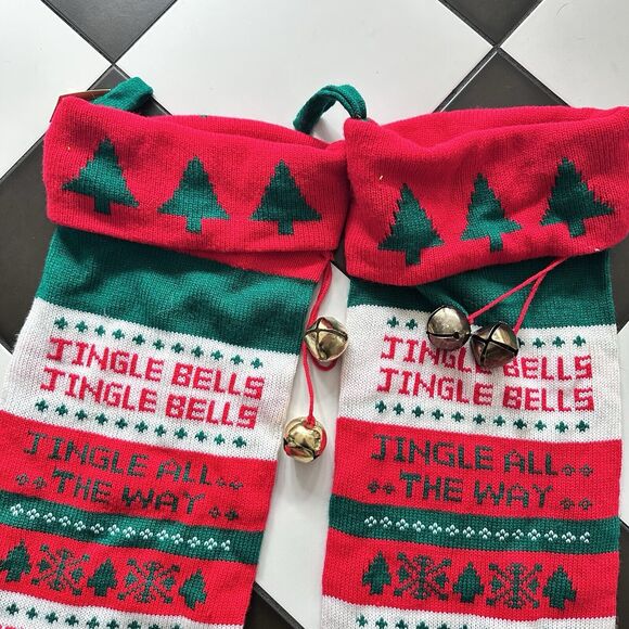 VINTAGE JINGLE BELL SWEATER KNIT OLD FASHIONED CHRISTMAS STOCKING XL 36” NWT - Picture 5 of 8